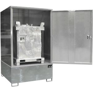 Depot voor gevaarlijke stoffen kast voor gevaarlijke stoffen met verzinkt rooster en steunpoten L:1475,B:1460,H:2410mm Laadvermogen (kg): 1000.