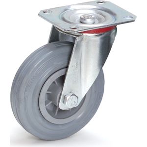Wiel zwenkwiel Ø 125 mm  - L:125 x B:105 x H:165mm - Grijs Laadvermogen (kg): 100.