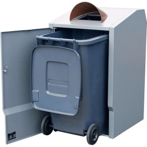 Minicontainer, ombouw voor 120 liter afvalcontainers  met inwerpopening incl. dak.