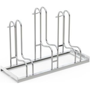 Fietsenrekken 3-delig, enkelzijdig  ,B:1050,D:390,H:720mm zilverkleurig
