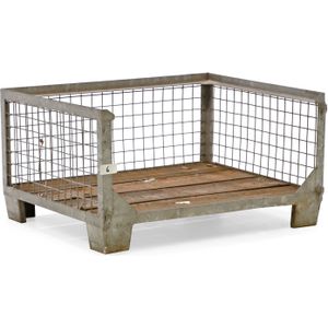 Gebruikte Gaascontainer vaste constructie vaste constructie stapelbaar 1 lange zijde open L:1000,B:830,H:525mm zink. 248ltr