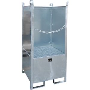 Stalen lekbakken opvangbak voor 1x 200 l vat  - L:755 x B:755 x H:1590mm - Zink