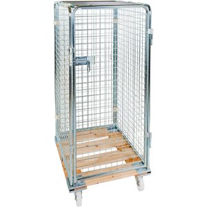 Anti-diefstal rolcontainer insteekhekken L:815,B:725,H:1570mm zink. 668ltr Laadvermogen (kg): 500.