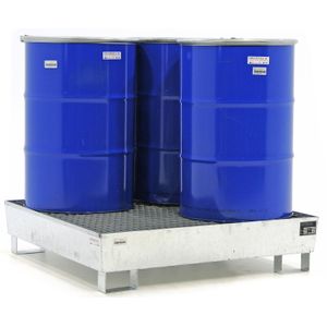 Stalen Lekbakken - Opvangbak voor 1-4 200 l Vaten - Zink - L:1200 x B:1200 x H:280mm