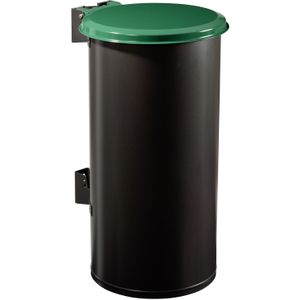 Buitenafvalbak met muurbevestiging stalen afvalbak L:470,B:420,H:770mm grijs. 80ltr
