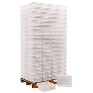 Euronorm stapelbakken alle wanden gesloten L:400,B:300,H:130mm wit Laadvermogen (kg): 50.