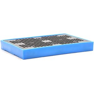 Kunststof lekbakken opvangbak voor 2 x 60 l vaten L:1260,B:860,H:150mm blauw. 130ltr Laadvermogen (kg): 1000.
