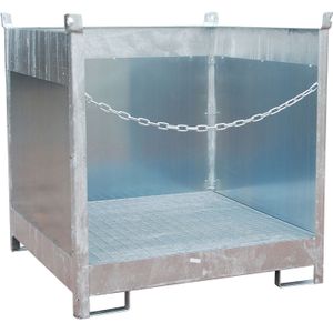 Stalen lekbakken opvangbak voor 1-4 200 l vaten  - L:1410 x B:1410 x H:1435mm - Zink