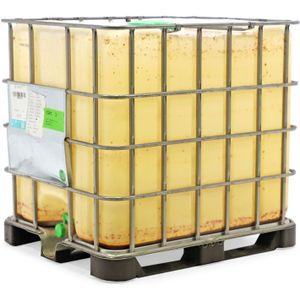 Gebruikte IBC Container vloeistofcontainer 1000 ltr L:1200,B:1000,H:1150mm transparant. 1000ltr