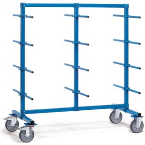 Draagarmwagens Fetra draagarmwagen dubbelzijdig, met PVC-slang L:1400,B:800,H:1810mm blauw Laadvermogen (kg): 500.