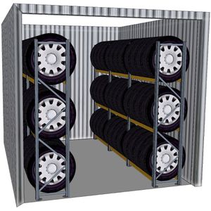 Bandenopslag bandenstelling passend in 10ft container  zink