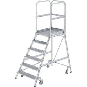 Bordestrap aluminium bordestrap enkelzijdig, 6 treden incl. platform ,B:940,D:1750,H:0mm