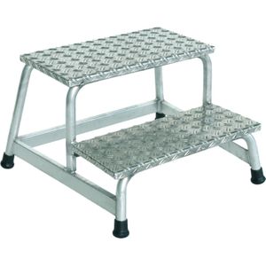 Plateautrap aluminium plateautrap vaste constructie, 2 treden ,B:610,D:710,H:400mm