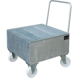 Verrijdbare opvangbakken voor 1x 200 l vat  - L:920 x B:800 x H:1115mm - Zink
