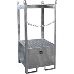 Stalen lekbakken opvangbak voor 1x 200 l vat  - L:755 x B:755 x H:1590mm - Zink