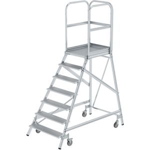 Bordestrap aluminium bordestrap enkelzijdig, 7 treden incl. platform ,B:1000,D:1920,H:0mm