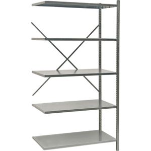 Samengestelde stelling legbordstelling 55 aanbouwsectie ,B:1020,D:500,H:2000mm zink Laadvermogen (kg): 950.