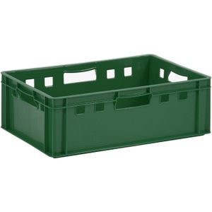 Vleeskratten stapelbaar e2 vleeskrat met open handgrepen L:600,B:400,H:200mm groen. 41ltr Laadvermogen (kg): 30.