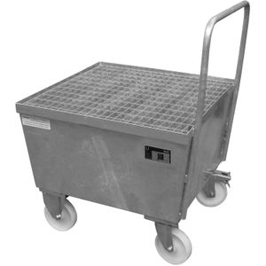 Verrijdbare opvangbakken voor 1x 200 l vat  - L:870 x B:800 x H:1110mm - Zink