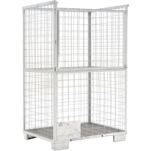 Gaascontainer vaste constructie vaste constructie stapelbaar 1 klep aan 1 lange zijde L:1200,B:1000,H:2000mm grijs. 2134ltr