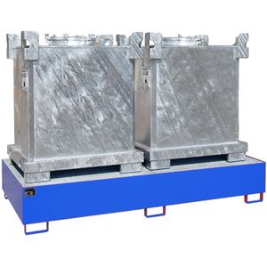Stalen lekbakken opvangbak voor IBC voor 2x 1000 l IBC  - L:2650 x B:1300 x H:435mm - Blauw