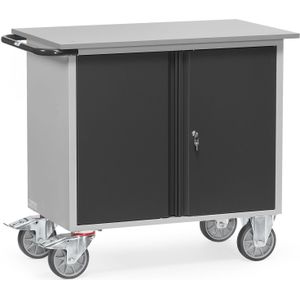 Werkplaatswagens Fetra werkplaatswagen zware uitvoering, dubbele deuren  - B:1080 x D:590 x H:915mm - Grijs Laadvermogen (kg): 400.