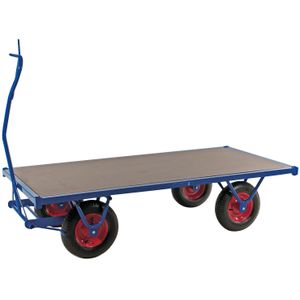 Industrie aanhanger enkele besturing L:2500,B:1000,H:460mm blauw Laadvermogen (kg): 750.