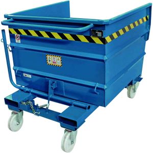 Zelfkieper op wielen olie- en waterdicht  - L:1350 x B:1070 x H:1040mm - Blauw - 755ltr Laadvermogen (kg): 1350.