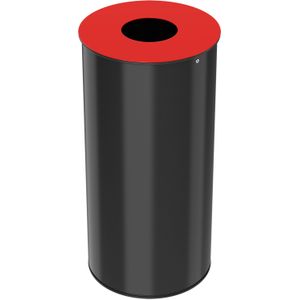 Afvalbak metalen afvalbak met inwerpopening L:315,B:315,H:630mm zwart. 50ltr