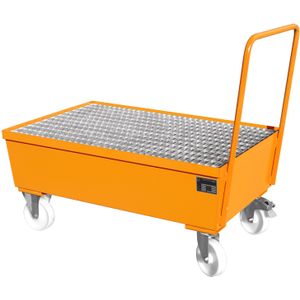 Verrijdbare opvangbakken voor 1-2 200 l vaten  - L:1200 x B:800 x H:1110mm - Oranje