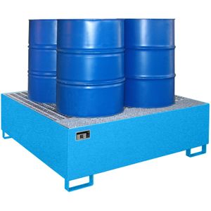 Stalen lekbakken opvangbak voor vaten voor 1-4 200 l vaten  - L:1460 x B:1460 x H:525mm - Blauw Laadvermogen (kg): 1520.