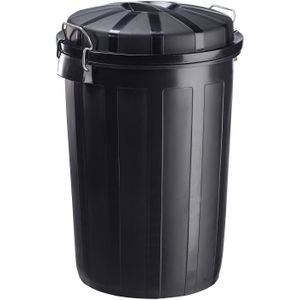 Vrijstaande buitenafvalbak kunststof afvalbak deksel met vergrendelingssysteem L:495,B:495,H:730mm zwart. 95ltr