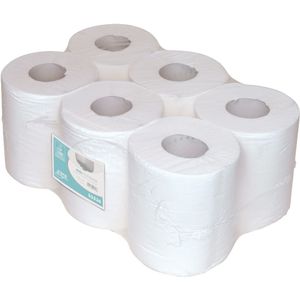 Poetsroldispensers midi poetspapier 1-laags cellulose poetspapier, 300 m - 6 rollen L:570,B:380,H:200mm wit