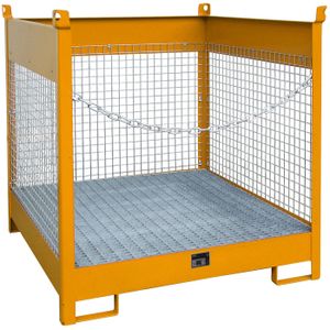Stalen lekbakken opvangbak voor 1-4 200 l vaten  - L:1410 x B:1410 x H:1435mm - Oranje