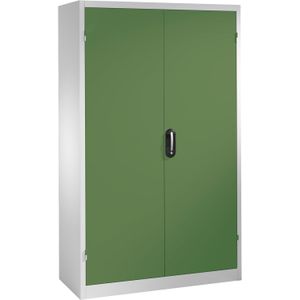 Materiaalkasten met 2 draaideuren, 3 etages en 3 laden ,B:1200,D:400,H:1950mm groen