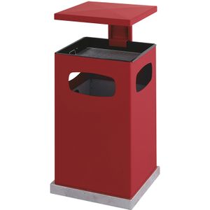 Buitenasbak as- en papierbak met gegalvaniseerde binnenbak L:500,B:500,H:955mm rood. 80ltr