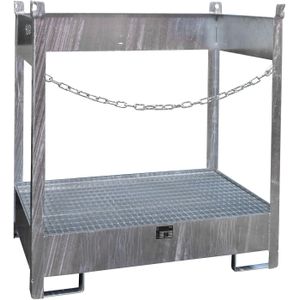 Stalen lekbakken opvangbak voor 2 x 200 l vaten L:920,B:1410,H:1495mm zink