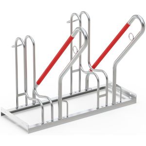 Fietsenrekken 2-delig, enkelzijdig  - B:1000 x D:850 x H:856mm - Zilverkleurig