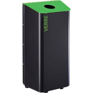 Afvalbak metalen afvalbak deksel met inwerpopening L:465,B:325,H:930mm zwart. 100ltr