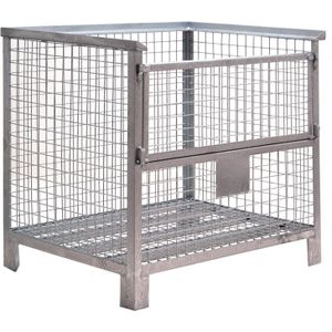 Gaascontainer vaste constructie vaste constructie stapelbaar 1 klep aan 1 lange zijde L:1130,B:840,H:1000mm grijs. 690ltr