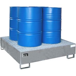 Stalen Lekbakken - Opvangbak voor 1-4 200 l Vaten - Zink - L:1460 x B:1460 x H:355mm - Laadvermogen 855 kg