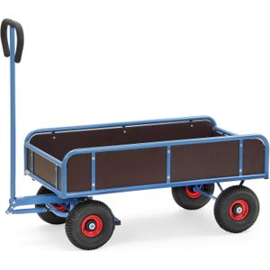 Industrie aanhanger Fetra handtrekwagen met 4 wanden L:1205,B:600,H:1185mm blauw Laadvermogen (kg): 400.