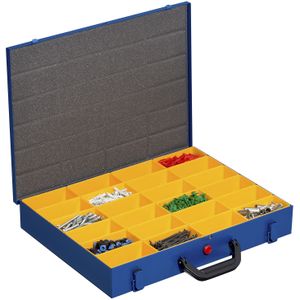 Transportkoffer assortimentskoffer met 24 inzetbakken L:440,B:370,H:65mm blauw