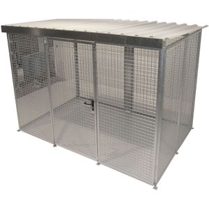 Gasflessenopslag depot met dak voor 96 gasflessen ø230 mm L:3100,B:2100,H:2160mm zink