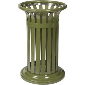 Vrijstaande buitenafvalbak stalen afvalbak met geïntegreerde zakhouder L:500,B:500,H:800mm groen. 60ltr