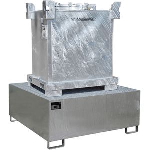 Stalen lekbakken opvangbak voor IBC voor 1x 1000 l IBC  - L:1460 x B:1460 x H:620mm - Zink Laadvermogen (kg): 1900.