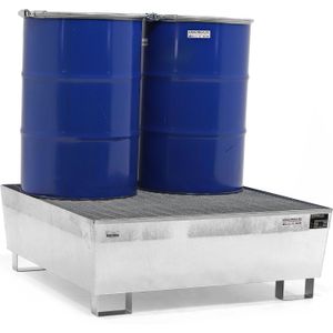 Stalen lekbakken opvangbak voor 1-4 200 l vaten  - L:1200 x B:1200 x H:410mm - Zink