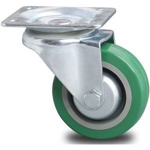 Wiel zwenkwiel Ø 100 mm  - L:100 x B:35 x H:128mm - Zink Laadvermogen (kg): 200.