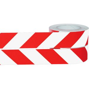 Vloermarkering en tape wandmarkering reflecterend - rood/wit L:25000,B:50,H:0mm signaalkleur