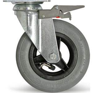Wiel zwenkwiel met rem Ø 150 mm  - L:150 x B:30 x H:189mm - Zink Laadvermogen (kg): 75.
